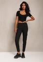 Pantaloni negri din bumbac cu elastic în talie Elan