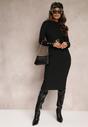 Rochie pulover neagră midi cu fir metalic Nathaliese