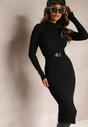 Rochie pulover neagră midi cu fir metalic Nathaliese