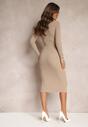 Rochie pulover bej midi cu fir metalic Nathaliese