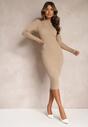 Rochie pulover bej midi cu fir metalic Nathaliese