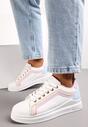 Sneakers Alb-Roz cu Sclipici pe Talpă Plată până la Gleznă Eshene