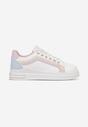 Sneakers Alb-Roz cu Sclipici pe Talpă Plată până la Gleznă Eshene