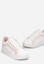 Sneakers Alb-Roz cu Sclipici pe Talpă Plată până la Gleznă Eshene