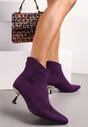 Fioletowe Botki na Klepsydrowym Metalicznym Obcasie Lectorra