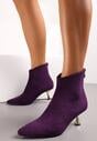 Fioletowe Botki na Klepsydrowym Metalicznym Obcasie Lectorra