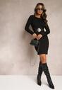 Rochie Neagră Mini din Tricot Reiat Storime