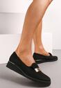 Mocasini Negri Slip-On Imitatie De Piele Întoarsă Cu Aplicații Metalice Vinza