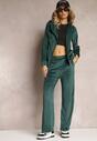 Verde Compleu din 2 Piese Catifea Bluză cu Glugă și Pantaloni Largi cu Elastic Nathaly de la