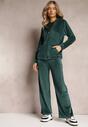Verde Compleu din 2 Piese Catifea Bluză cu Glugă și Pantaloni Largi cu Elastic Nathaly de la