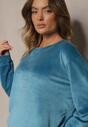 Compleu din Catifea Bleumarin cu Bluză și Pantaloni Jogger Mafira