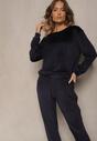 Compleu Dres Catifea Bleumarin cu Bluză și Pantaloni Jogger Mafira
