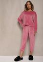 Roz cu pudră Set de trening catifea cu bluză și pantaloni joggeri Mafira