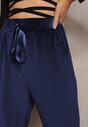 Pantaloni de trening bleumarin din catifea cu picioare largi Heliotte