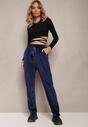 Pantaloni de trening bleumarin din catifea cu picioare largi Heliotte
