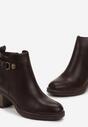Botine maro cu toc și curea cu cataramă Medella