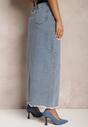 Niebieska Spódnica Jeansowa Maxi z Paskiem Mullese