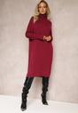 Bordowa Sukienka Sweterkowa o Pudełkowym Fasonie Horrene