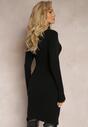 Czarna Klasyczna Basic Sukienka Midi Sweterkowa z Golfem Abele