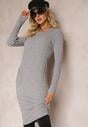 Rochie gri deschis midi cambrata din tricot cu cașmir și bumbac Giobbe