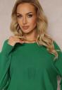 Pulover Verde Închis Tricotat cu Mâneci Liliac Almina