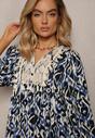 Rochie bleumarin maxi cloș cu volan Maruerilla