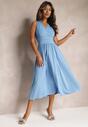 Jasnoniebieska Sukienka z Kopertowym Dekoltem i Plisowanym Dołem Anamarie
