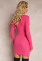 Rochie mini fucsia cu caneluri decupaje și aplicație inimă Asunelle