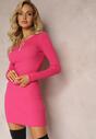 Rochie mini fucsia cu caneluri decupaje și aplicație inimă Asunelle