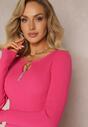 Rochie mini fucsia cu caneluri decupaje și aplicație inimă Asunelle