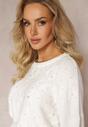 Biały Sweter Kaszmirowy z Perłami Litiana