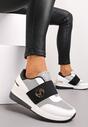 Sneakerși Albi Sclipicioși pe Platformă cu Inserție Metalică Anniella