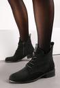Botine Negre cu Șiret Pietre Ornamentale și Inserție din Piele Ecologică Julietta