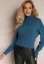 Granatowy Sweter Golf z Bawełną i Wiskozą Otussa