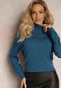 Granatowy Sweter Golf z Bawełną i Wiskozą Otussa