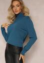 Granatowy Sweter Golf z Bawełną i Wiskozą Otussa
