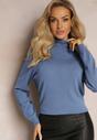Niebieski Sweter Golf z Bawełną i Wiskozą Otussa