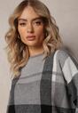 Pulover Gri Casual Clasic în Carouri Barami