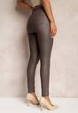 Pantaloni modelatori maro din piele eco skinny Caetana