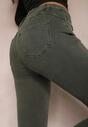 Ciemnozielone Jeansy Skinny z Efektem Push Up Karinali