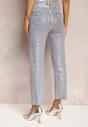 Złote Brokatowe Jeansy Straight High Waist Firase