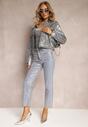 Złote Brokatowe Jeansy Straight High Waist Firase
