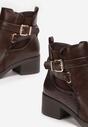 Botine Maro cu Imitatie de Piele de Sarpe pe Toc Mic Carab