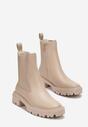 Beżowe Botki Sztyblety w Stylu Chunky na Grubej Podeszwie Apollinare