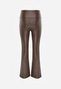 Brązowe Spodnie o Fasonie Dzwonów z Ekoskóry i z Gumką w Pasie Dawi