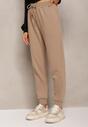 Ciemnobeżowe Spodnie Dresowe z Polarową Ciepłą Podszewką Trisseme