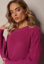 Pulover Vișiniu Închis Împletit Decorativ Tertille