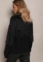 Czarny Puchaty Sweter o Klasycznym Fasonie Fruve