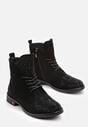 Botine negre cu strasuri pe vârf și limba largă Renee.com.ro