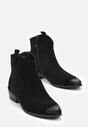 Botine Negre cu Toc Plat și Detalii Ravaa